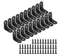 Soporte de Esquina 90 Grados Estante de Ángulo en Forma L Acero Inoxidable Corner Brace con Tornillos para Silla Mueble Ventana Negro 30 * 30mm 20 Piezas