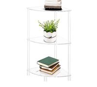 Soporte de esquina acrílico: mini mesa de punta Cornerr, estante acrílico de varios niveles | Triángulo Accent Clear Trianglee Piece, soporte decorativo que ahorra espacio, mesa auxiliar mod