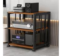 Soporte de esquina AV ajustable para reproductor de DVD y amplificador, acabado negro y roble, perfecto para sistemas de cine en casa, soporte multimedia