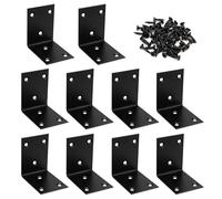 Soporte de Esquina Conector Angular Acero Inoxidable Estante de Ángulo en Forma L Corner Brace con Tornillos para Silla Mueble Ventana Negro 65*65*48mm 10 Piezas