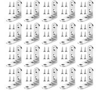 Soporte de Esquina de Acero Inoxidable 50x50mm Conectores de Angulo 90 Grados Soporte de Ángulo en Forma L con Tornillos para Fijación de Muebles de Madera 20 Piezas Plata