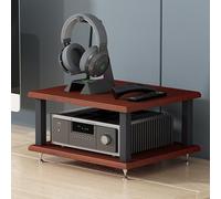 Soporte de esquina de teca de 4 niveles, estante de audio y video que ahorra espacio para entretenimiento en casa, reproductor de discos y receptor estéreo, elegante gabinete de entretenimiento de 40