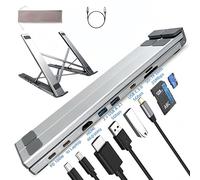 Soporte de estación de acoplamiento USB C, 8 en 1, USB C Hub Dock para portátil con HDMI 4K, USB-C 3.0 5Gbps, 2 USB-A 3.1 5Gbps, PD 100W, SD/TF, para MacBook Neo/Pro/Air, Dell, HP, Lenovo, Surface