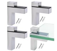 Soporte de estante de vidrio de 4 piezas soportes de pared de la pared del estante de vidrio de aleación ajustable en forma de baño para el baño de la cocina del hogar, soporte