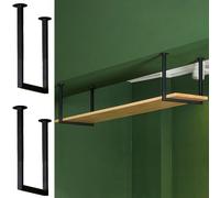 Soporte de estante industrial resistente - 30 cm x 30 cm, montaje en techo de tubo de metal negro, paquete de 2 soportes flotantes para cocina, garaje y decoración del hogar.