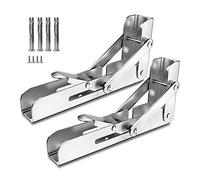 Soporte de estante plegable Escuadra Abatible Mesa Inoxidable,Soportes Plegables Para Pared. Montado en la pared inoxidable grueso, 2 piezas Completo Ahorrar Espacio, Flotante baldas,201mm/8in