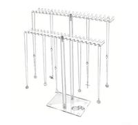 Soporte de exhibición de acrílico de doble cara para collares, aretes, pulseras, organizador de joyas de 2 niveles con ganchos, soporte transparente para encimera para collares, aretes, pulseras