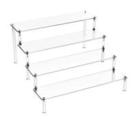 Soporte De Exhibición De Acrílico Transparente, Estante de Exhibición de Acrílico Transparente, Estante Elevador de Acrílico de 4 Escalones,para Figuras, Magdalena, lápiz Labial,Soporte de Figura