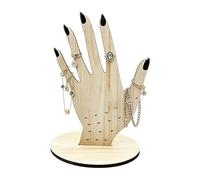 Soporte de exhibición de anillos en forma de mano, con diseño creativo de mano, 12 x 17,8 x 7 cm, soporte de joyería de madera, estante portátil para pulseras, elegante organizador de anillos, para el