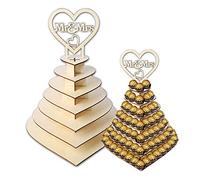 Soporte de exhibición de chocolate de madera de 7 niveles, "Mr & Mrs" en forma de corazón barras de caramelo de postre soporte de exhibición de centro de mesa 3D torre titular