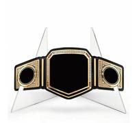 Soporte de exhibición de cinturón de campeonato hecho de acrílico con soporte triangular estable para una colocación segura del cinturón y múltiples usos de visualización