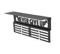 Soporte de exhibición de medallas de metal blanco con ganchos de 4 niveles y estante para trofeos, capacidad para más de 64 medallas, 41 x 20 x 5 cm, para premios deportivos, graduación o (negro)