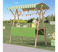 Soporte de exhibición de mercado al aire libre de madera con toldo, carrito de alimentos plegable portátil, color verde, 150 cm, soporte de venta de artesanía, puesto en carretera para artesanos