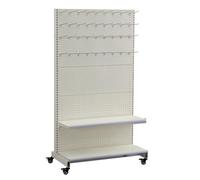 Soporte de exhibición de metal para tablero de clavijas - Sistema de almacenamiento decorativo con 30 ganchos para garaje y espectáculos de manualidades - 93 x 47 x 164 cm