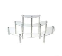 Soporte de exhibición de pasteles de postre acrílico de 3 niveles con película protectora, diseñado para un fácil montaje y almacenamiento compacto (transparente)