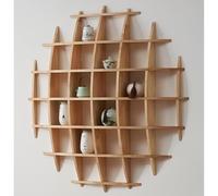 Soporte De Exhibición De Tetera De Madera Maciza Vintage, Estante De Pared De Madera, Estante De Exhibición Para Coleccionables, Fácil De Instalar, Estante De Almacenamiento De Pare(Size:120x16x120cm)