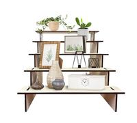 Soporte de exhibición elevador, estante de almacenamiento para macetas, organizador de perfume de madera, estante elevador de madera de 5 niveles, soporte de perfume para exhibición escalonada