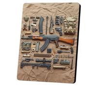 Soporte de Exhibición Exquisito para Accesorios AK, un Imprescindible para Entusiastas del Ejército, Decoración de Estilo Militar Ideal para Habitaciones y Residencias(Brown,29.5 * 39.5cm)