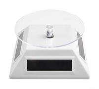 Soporte de exhibición giratorio con energía solar para relojes de joyería y productos de cristal con plataforma giratoria de 360 grados para tienda minorista o uso doméstico Color negro (blanco)