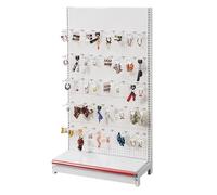 Soporte de exhibición independiente para aperitivos, estantes de supermercado para calcetines y fundas de teléfono con ganchos, gran estante de mercado en negro (L 73 cm/28.7 pulgadas) y blanco (L 90