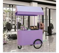 Soporte de exhibición móvil para carrito de alimentos con toldo, puesto comercial para centro comercial y calle peatonal (55.1 pulgadas)