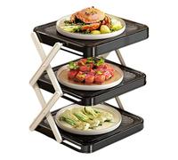 Soporte de exhibición multinivel - Soporte plegable y apilable ajustable de 3 niveles para suministros de catering, expositor de aparador | encimera de cocina mesa de comedor armario de nevera