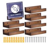 Soporte de exhibición para discos - Organizador de álbumes de pared de seis piezas, revistero de madera maciza, borde de almacenamiento flotante minimalista interior sostenible | Unidad de