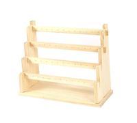 Soporte de exhibición pendientes horizontal 4 niveles madera maciza, estante colgante joyería desmontable for, aros, colgantes