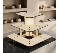 Soporte de exhibición portátil de madera de 3 niveles, accesorio de venta al por menor desmontable ligero para mercados, eventos, exhibición de productos (color madera natural)