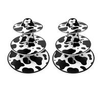 Soporte De Exhibición Postres con Patrón Vaca Divertido Estante Exhibición Pasteles Elegante Magdalenas Fácil Montaje para Eventos Temáticos Occidentales Puesto Eventos