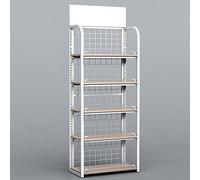 Soporte de exhibición resistente para aperitivos y panadería, estante de acero y madera para vitrinas, ferias comerciales y vendedores del mercado