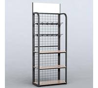 Soporte de exhibición resistente para aperitivos y panadería, estante de acero y madera para vitrinas, ferias comerciales y vendedores del mercado