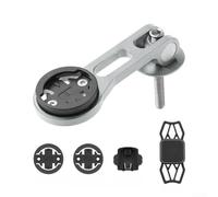 Soporte de extensión de aleación de aluminio para computadora de bicicleta con soporte para teléfono, compatible con Garmin para Bryton para Cateye, soporte de silicona flexible para teléfono