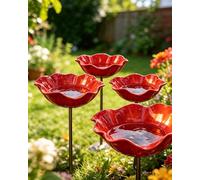 Soporte de Flor de Metal Artesanal para Jardín, Estación de Agua para Abejas, Aves, Mariposas y Polinizadores, Comedero de Agua para Jardín Exterior, Decoración de Patio y Camino-4PCS