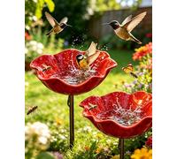 Soporte de Flor de Metal Artesanal para Jardín, Estación de Agua para Abejas, Aves, Mariposas y Polinizadores, Comedero de Agua para Jardín Exterior, Decoración de Patio y Camino-2PCS