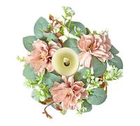 Soporte De Flores Artificiales: De Vela Floral, Material De Flor De Seda, Característica De Diseño De Corona Decorativa | Accesorio De Centro De Mesa para Boda, Fiesta En Casa, Vela De Pilar, C