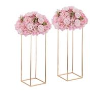 Soporte de Flores Centros de Mesa de Boda - 2 Jarrones Columna de Oro con Panel de Metal Inweder Florero de Piso 80cm Alto Soporte de Exhibición de Flores Geométricas Fiesta Decoraciones Hogar