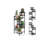 Soporte de flores plegable - HELLOSHOP26 - 41 x 39 x 82 cm - 3 jardineras - Metal negro - Diseño elegante