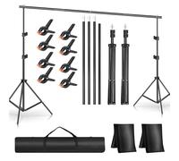 Soporte de Fondo 210 x 300 cm, Sistema de Soporte para Fondo de Fotografía Ajustable con 8 Pinzas de Fondo, 2 Sacos de Arena, 1 Bolsa de Transporte, Marco de Fondo para Estudio Fotográfico, Retrato