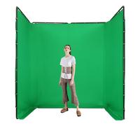 Soporte de fondo plegable con tela verde, 4 x 2,4 m, sistema de fondo para estudio fotográfico, pantalla verde para Chroma Key, grabación de vídeo, transmisión en directo, incluye bolsa de transporte