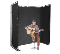 Soporte de fondo plegable de 4 x 2,4 m, sistema de fondo para fotografía con paño negro, soporte de fondo para estudio fotográfico, retrato, incluye bolsa de transporte, color negro