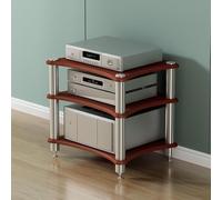 Soporte de gabinete estéreo multimedia, estante esquinero escalonado para medios AV, soporte de consola de madera, estante de torre de alta fidelidad para entretenimiento y reproductor de discos