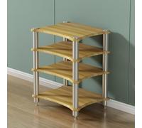 Soporte de gabinete estéreo, soporte multimedia AV de nivel con estante esquinero, consola de madera para tocadiscos, estante de torre de alta fidelidad estantes de entretenimiento