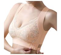 Soporte de garganta Cierre frontal sin costuras Espalda Deportiva Soporte lateral Corrección Cómodo Mantenimiento Óptimo Perfecto para Actividad Física Ligera o Moderada, beige, XXL
