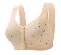 Soporte de garganta con apertura frontal, soporte de garganta de gran tamaño sin marco de algodón con cierre frontal con borde de encaje sin mangas impreso para mujeres de mediana edad y anciana