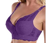 Soporte de garganta con armazón para mujer, sujetador sexy de encaje, sujetador push up de gran tamaño, color puro, lencería francesa, bralette de base, chic clásico, casual, espalda descubierta