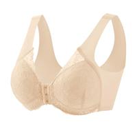 Soporte de garganta de algodón sin armadura para mujer, hebilla frontal invisible anticaídas tirantes ajustables estiramiento de encaje sujetador deportivo yoga moda ligera verano lencería sujetador