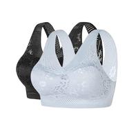 Soporte de garganta - Juego de 2 transpirables para todos los días, sujetador deportivo, entrenamiento interior, informal, antifago, espalda descubierta, sujetador elegante, cómodo, gran tamaño