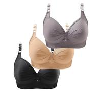 Soporte de garganta - Juego de 3 casual espalda desnuda sujetador apoyo entrenamiento transpirable push up sujetador para todos los días anti-fago, clásico lencería elástica cómoda ropa interior