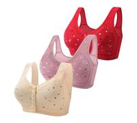 Soporte de garganta Lote de 3 Abierto Frente Gran Talla Sujetador Entrenamiento Push-Up Espalda Desnuda Lencería Casual Anti-Afectamiento Ropa Interior De Todos Los Días Cómodo Transpirable Sujetador